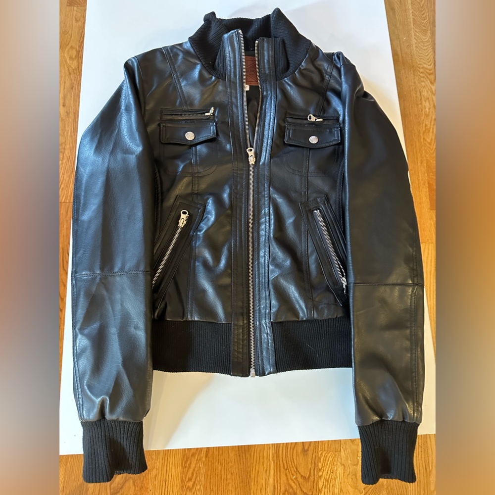 Miss London Bomber Faux Leather Jacket